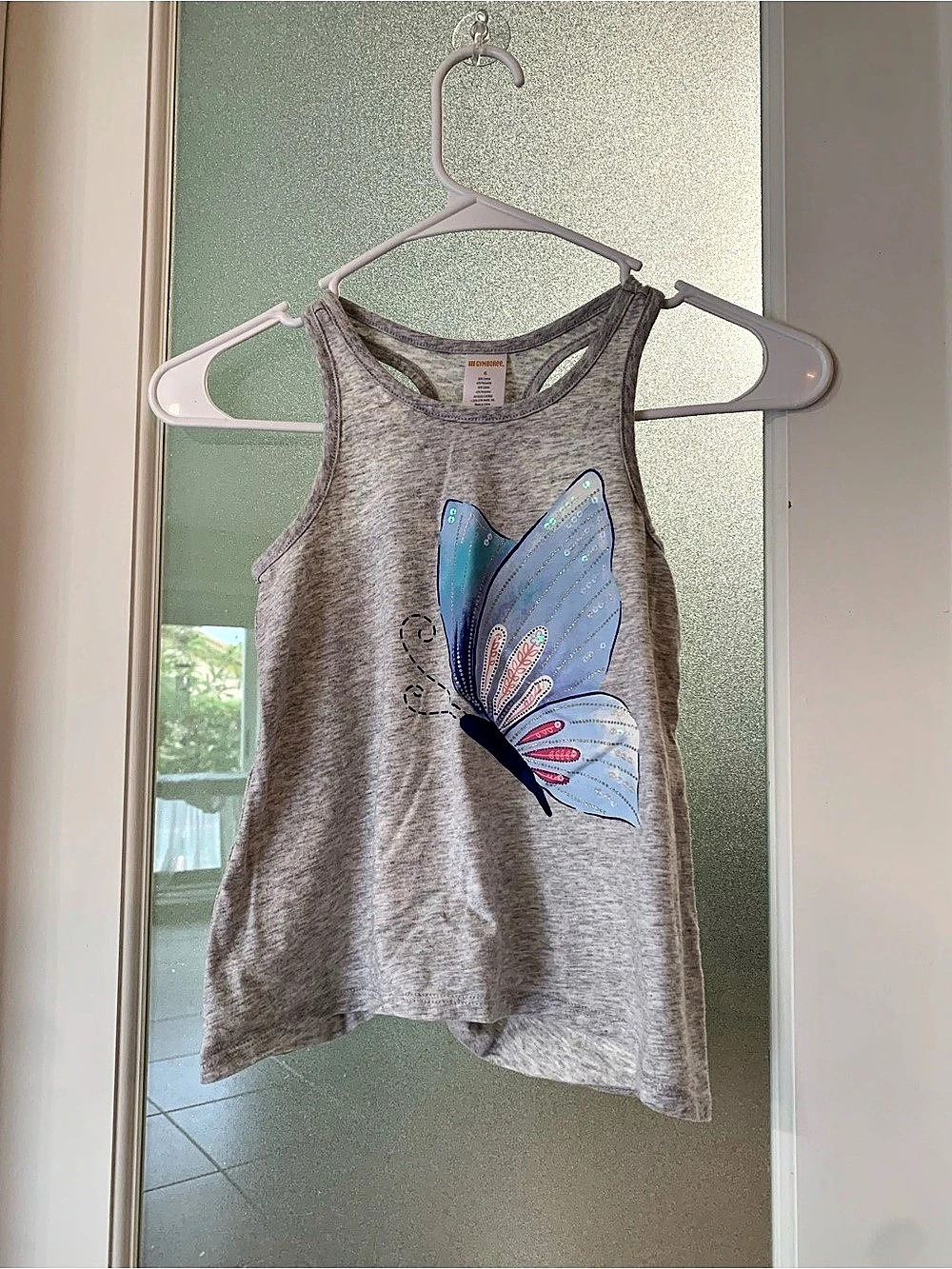 Gymboree Butterfly Embellished Gray Tank Top